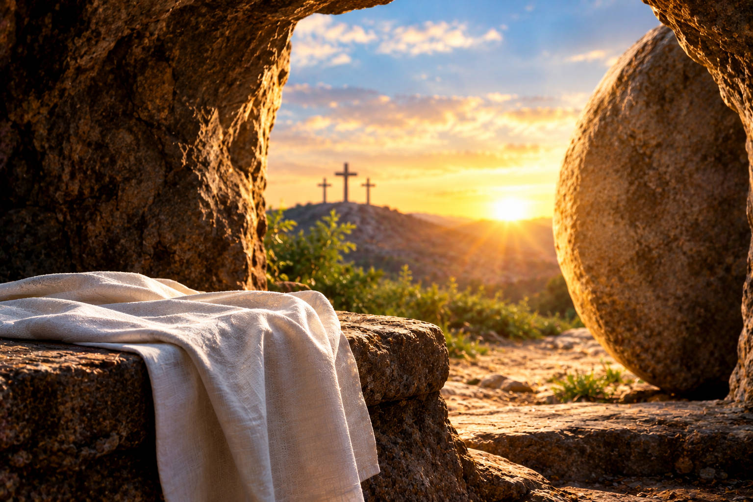 Golden Sunrise Beyond the Empty Tomb
