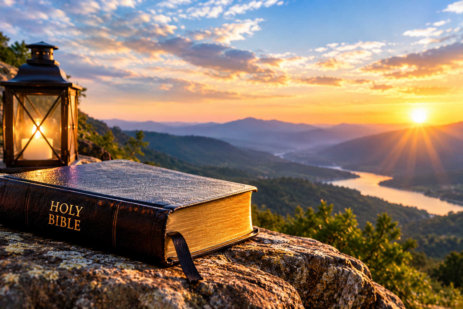 Holy Bible Overlook at Golden Sunrise