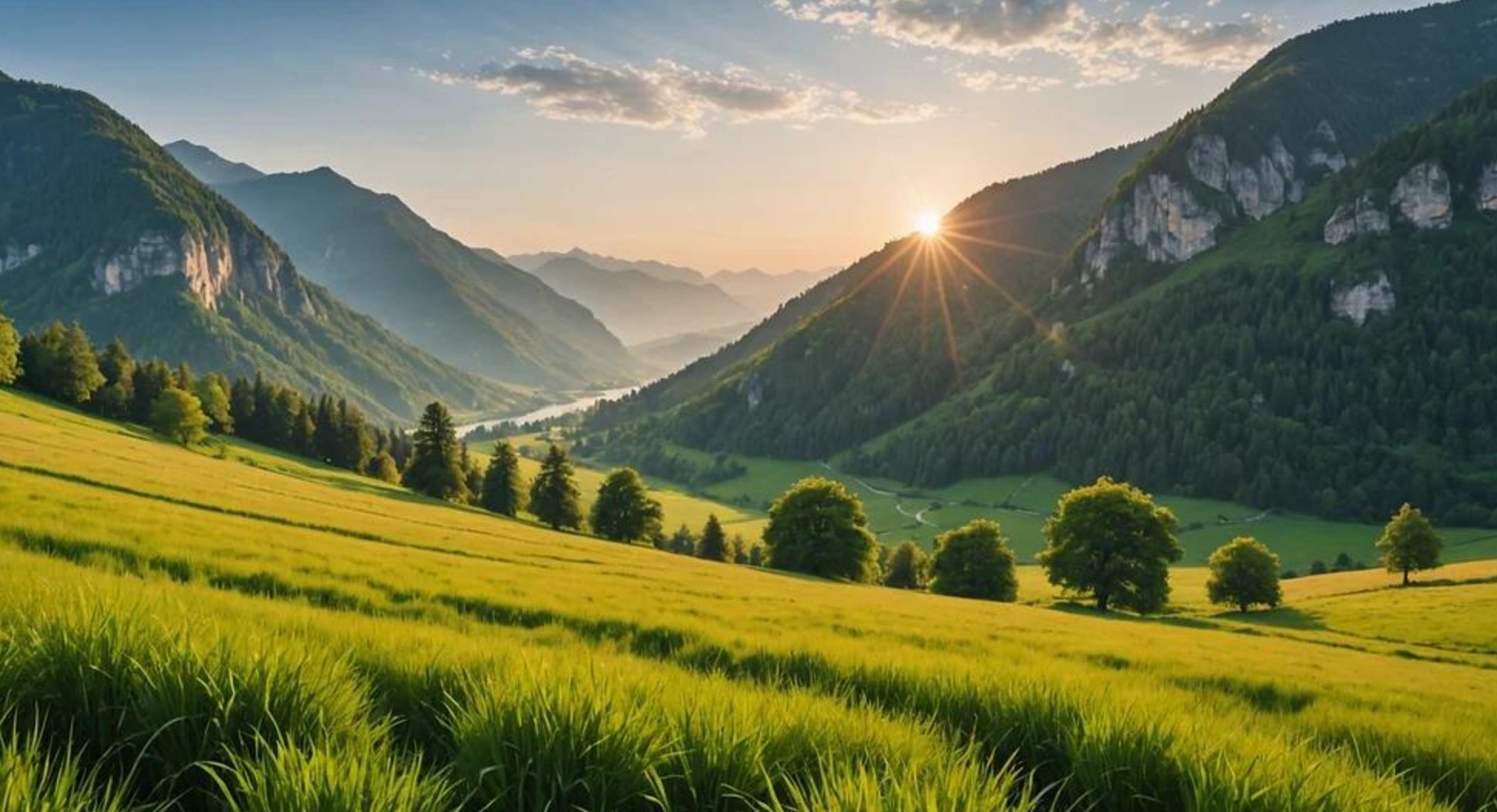 Golden sunlight over a peaceful landscape