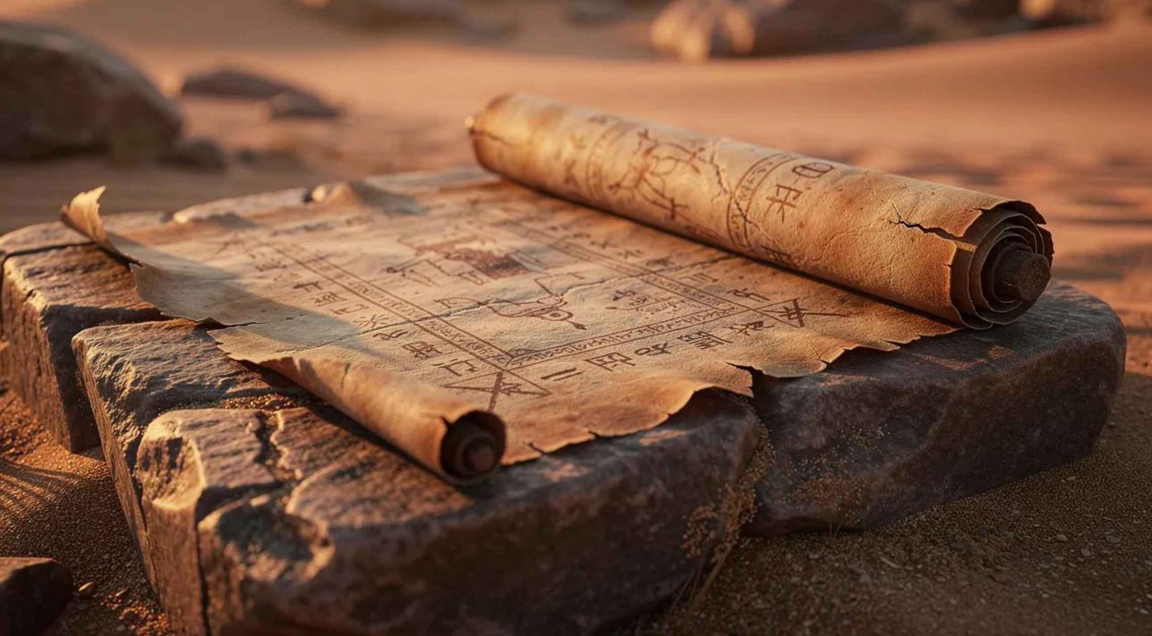 old scribe on rock tablet 